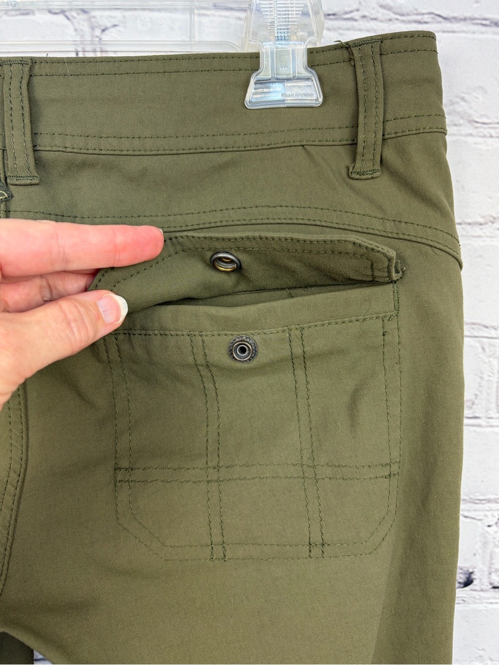 prAna Halle Outdoor Hiking Pants Roll Up Leg Olive Green Sz 6 - Picture 12 of 16